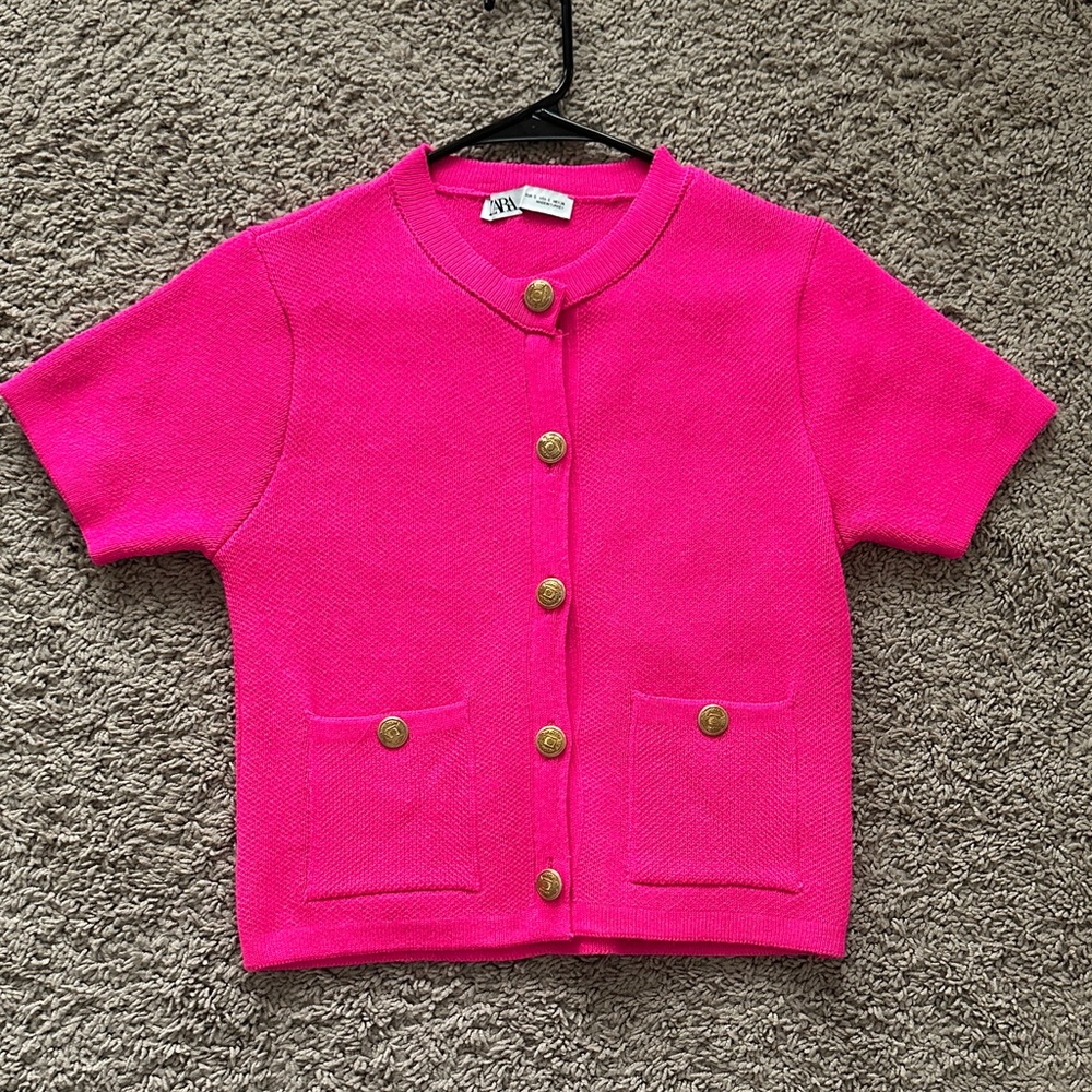 Zara Pink Button-Up Top